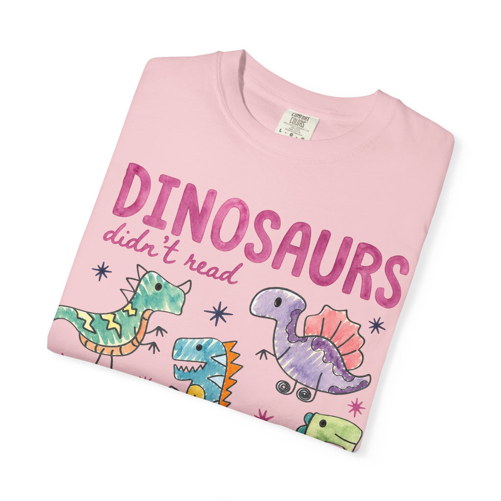 Dinosaurs Didn’t Read T-Shirt — Cute Kids’ Paleontology Graphic Tee