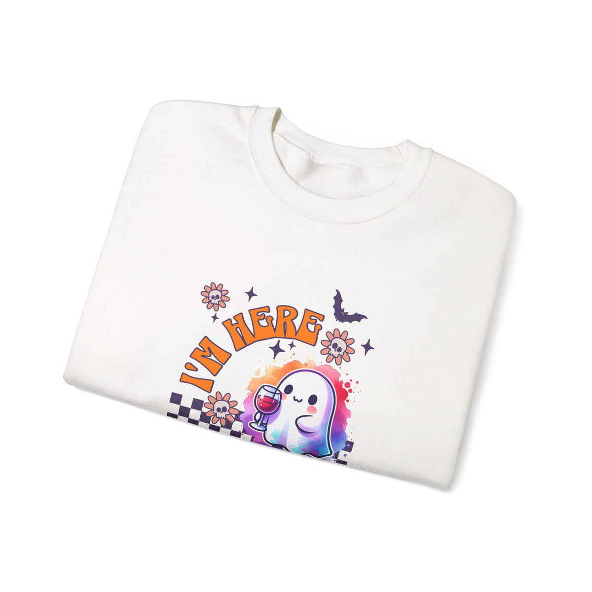 Crewneck Sweatshirt — "I'm Here for the Boos" Cute Ghost Halloween Pullover
