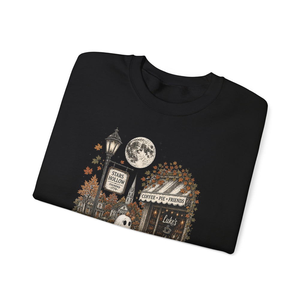 Halloween Ghost Coffee Shop Sweatshirt — Spooky Autumn Pumpkin Crewneck