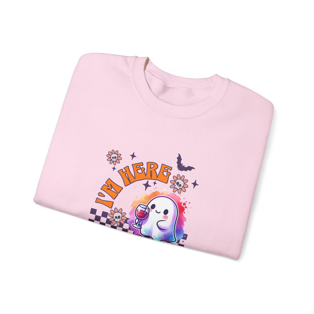 Crewneck Sweatshirt — "I'm Here for the Boos" Cute Ghost Halloween Pullover