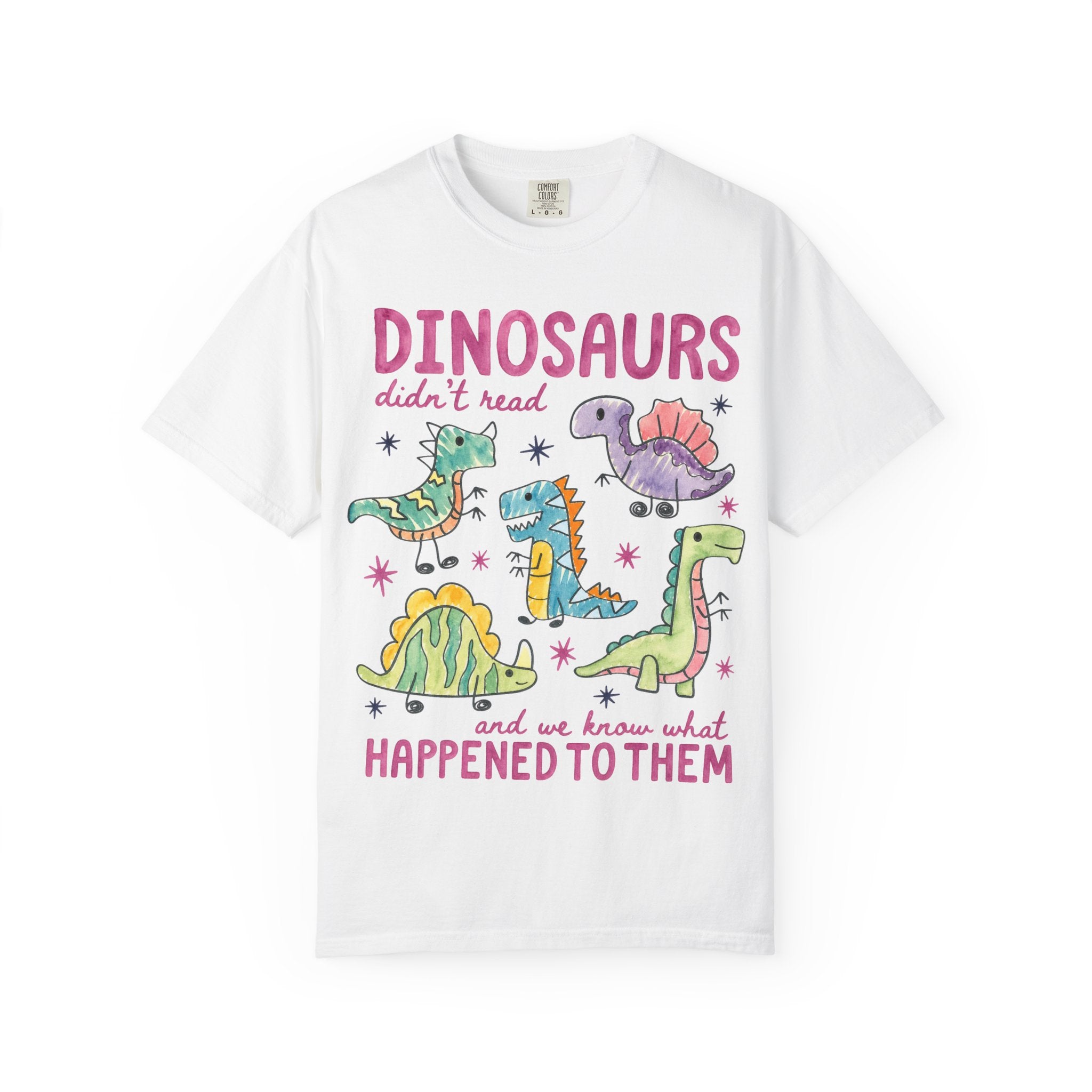 Dinosaurs Didn’t Read T-Shirt — Cute Kids’ Paleontology Graphic Tee