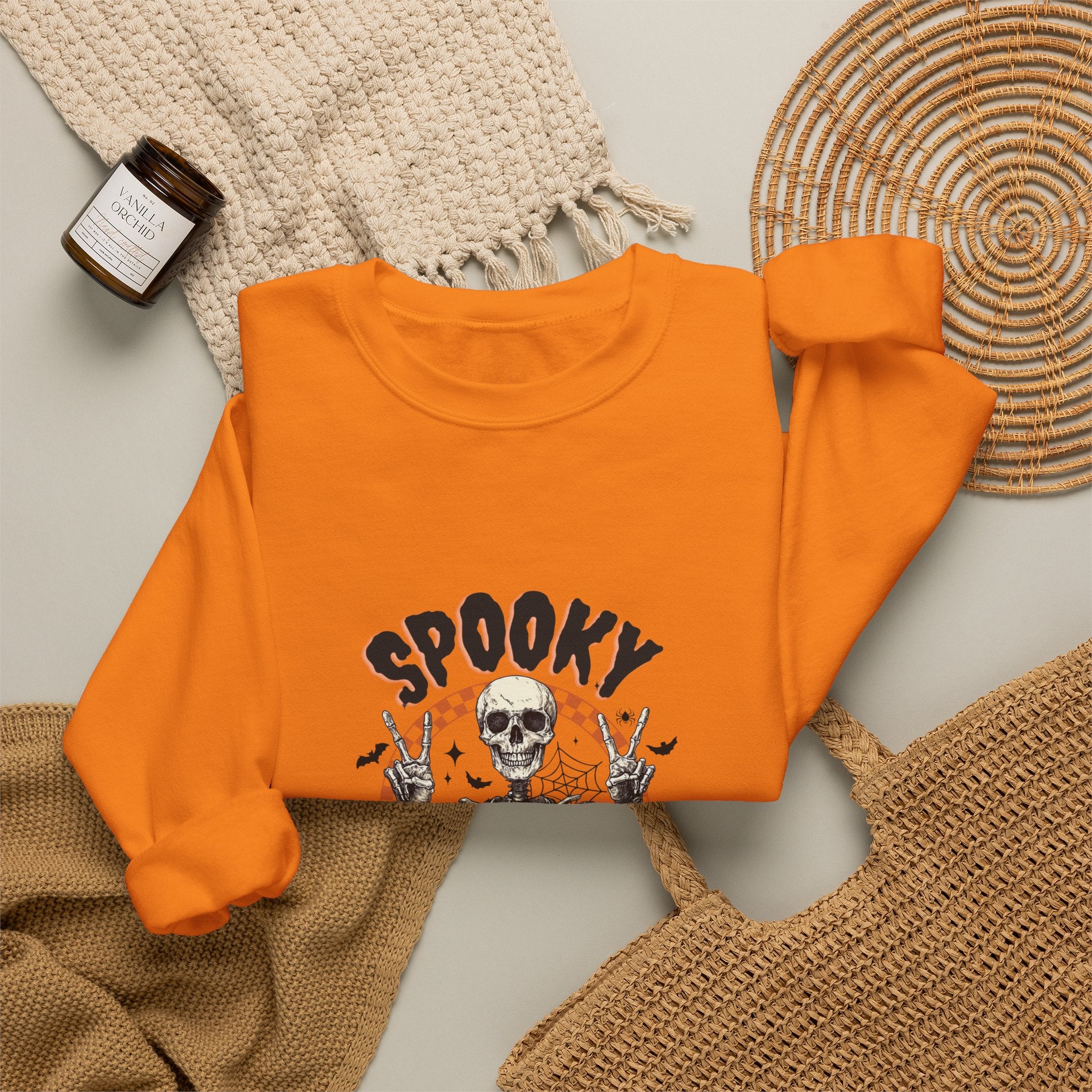 Spooky Season Crewneck Sweatshirt — Skeleton Halloween Pullover