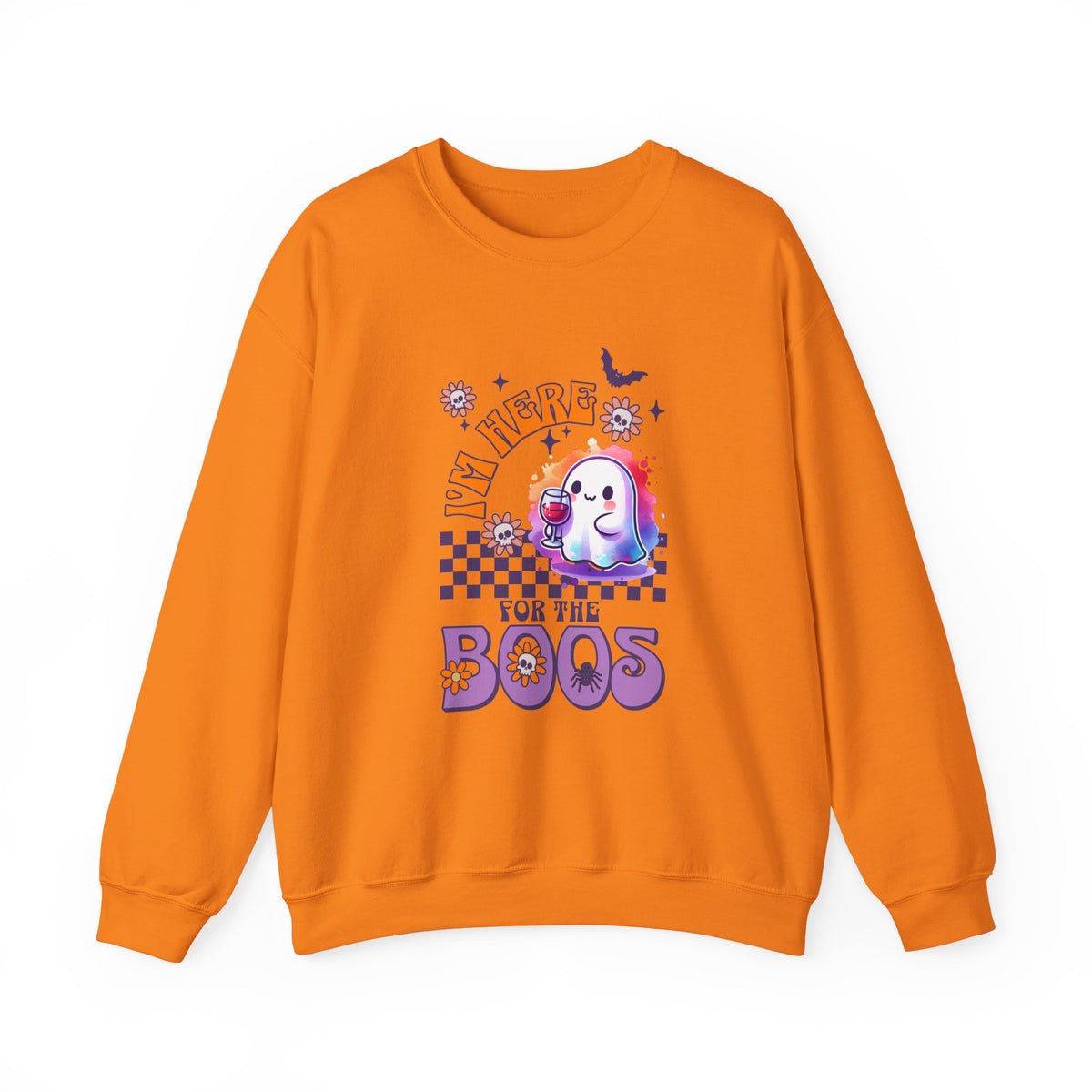 Crewneck Sweatshirt — "I'm Here for the Boos" Cute Ghost Halloween Pullover