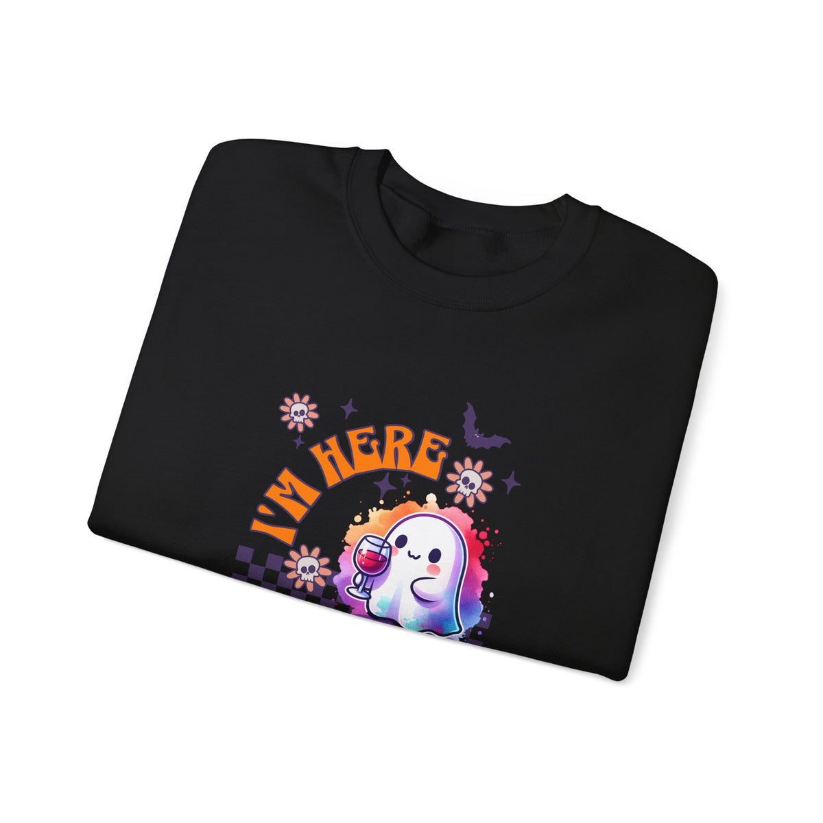 Crewneck Sweatshirt — "I'm Here for the Boos" Cute Ghost Halloween Pullover