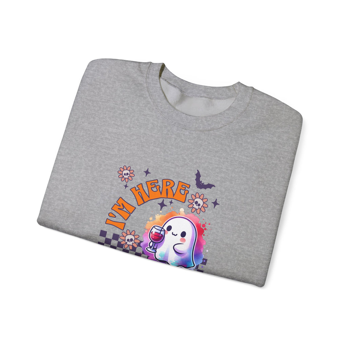 Crewneck Sweatshirt — "I'm Here for the Boos" Cute Ghost Halloween Pullover