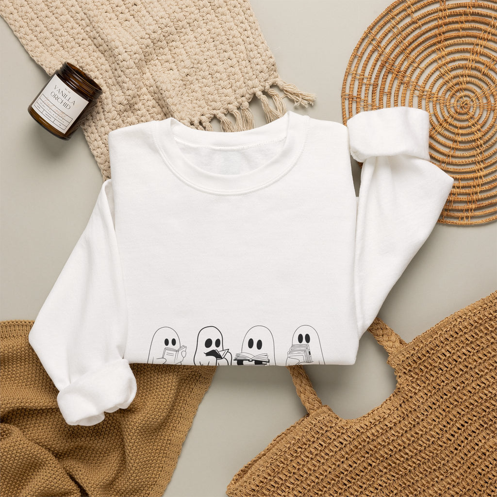 Booookworm Sweatshirt — Cute Ghosts Reading Crewneck for Book Lovers
