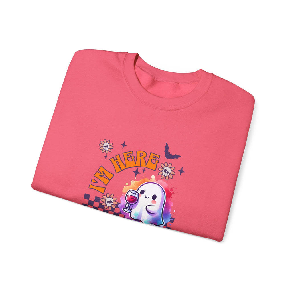 Crewneck Sweatshirt — "I'm Here for the Boos" Cute Ghost Halloween Pullover