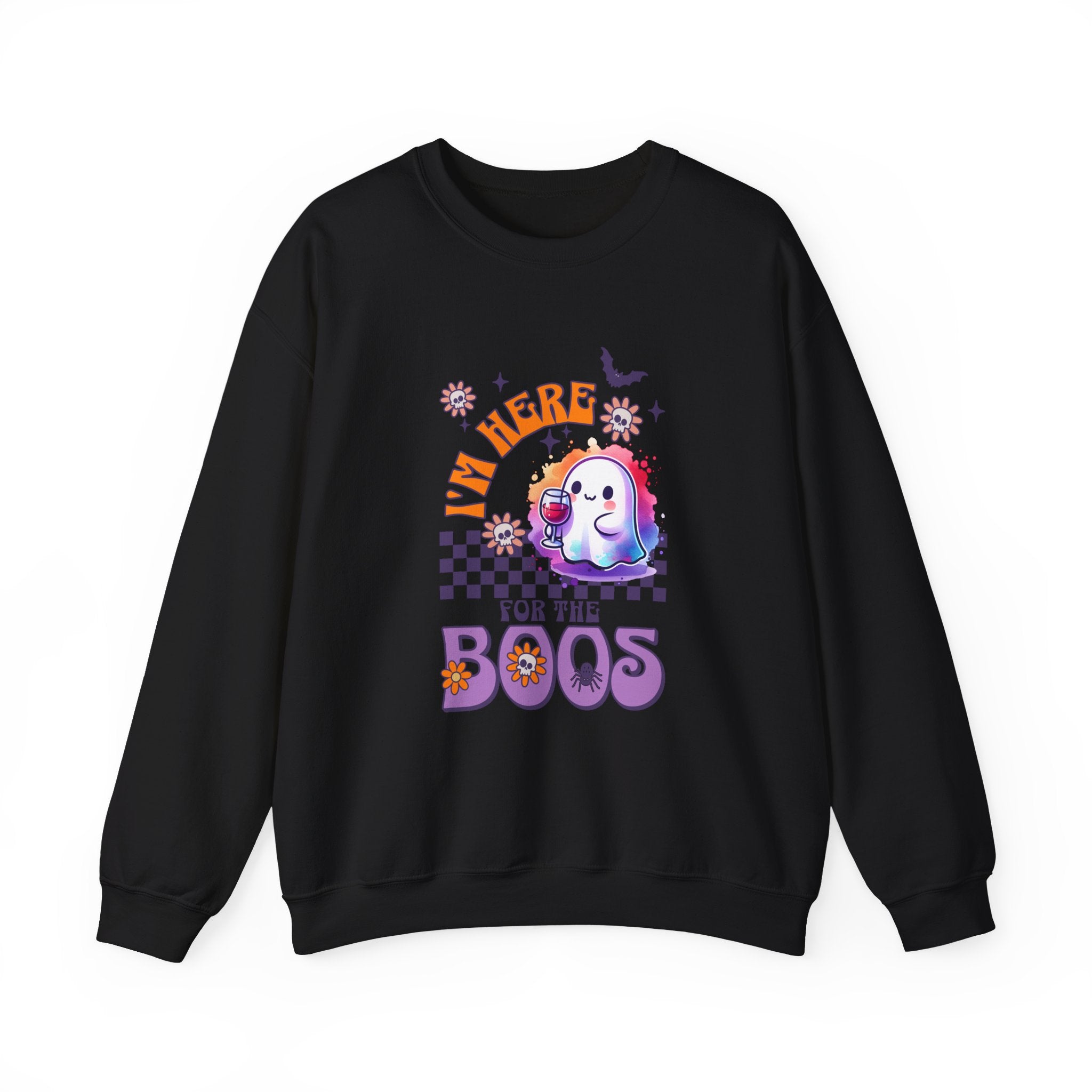 Crewneck Sweatshirt — "I'm Here for the Boos" Cute Ghost Halloween Pullover