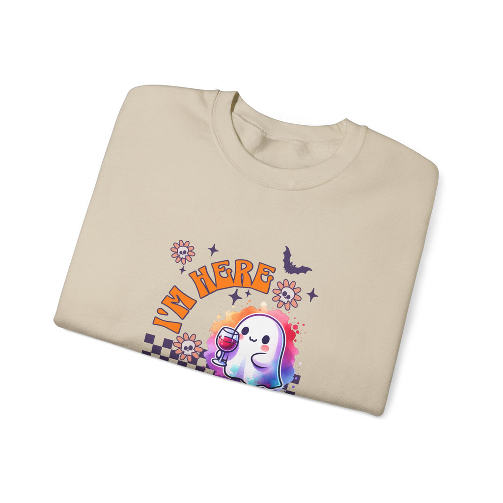 Crewneck Sweatshirt — "I'm Here for the Boos" Cute Ghost Halloween Pullover