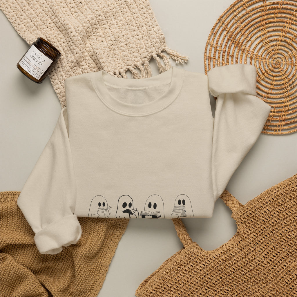 Booookworm Sweatshirt — Cute Ghosts Reading Crewneck for Book Lovers