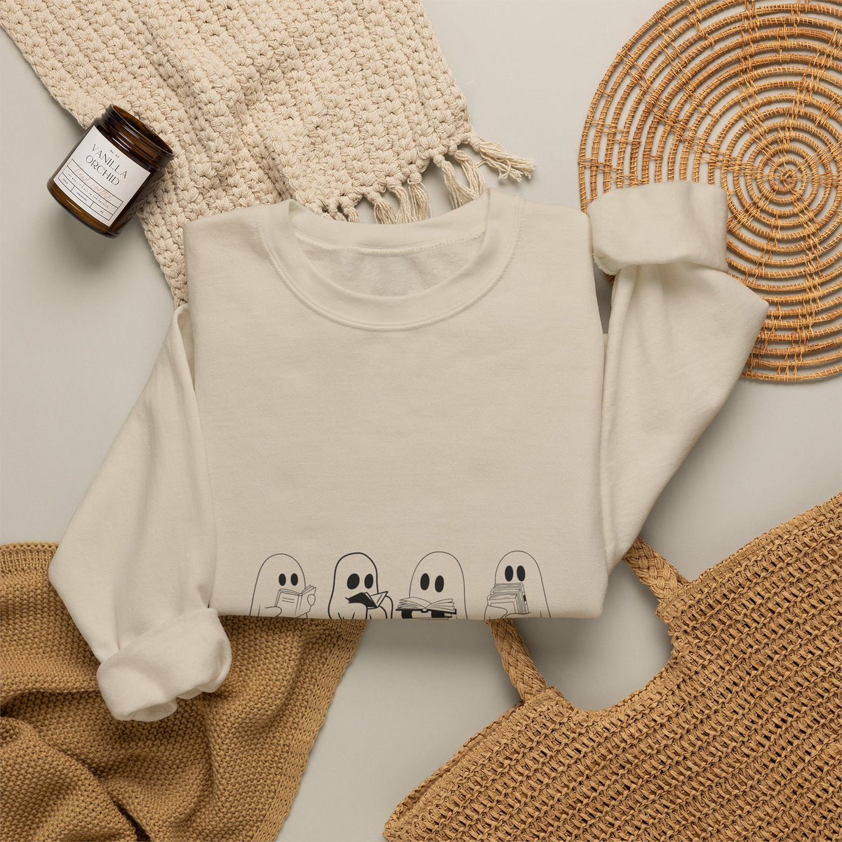 Booookworm Sweatshirt — Cute Ghosts Reading Crewneck for Book Lovers