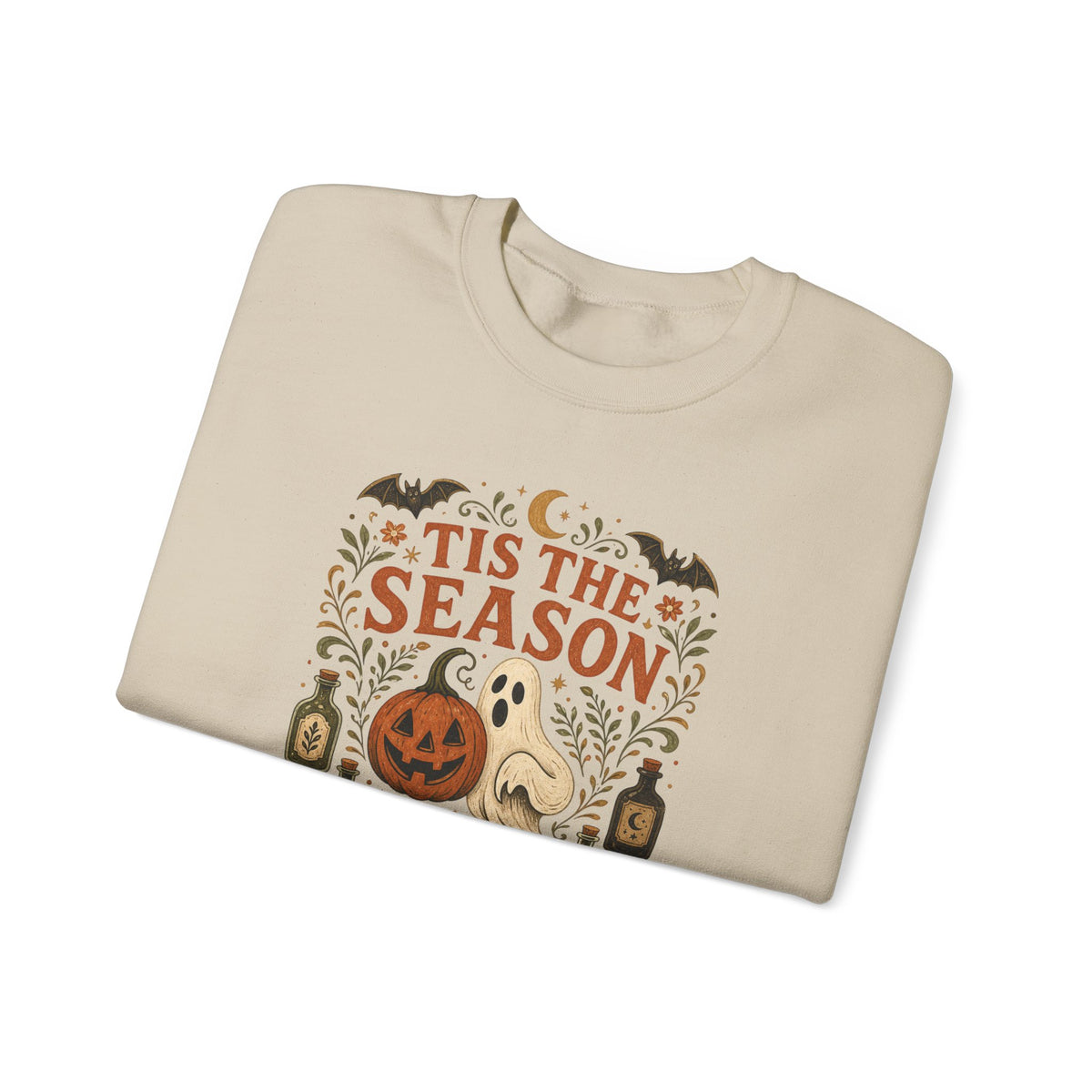 Halloween 'Tis the Season Crewneck Sweatshirt – Cute Spooky Pumpkin & Ghost Fall Sweater
