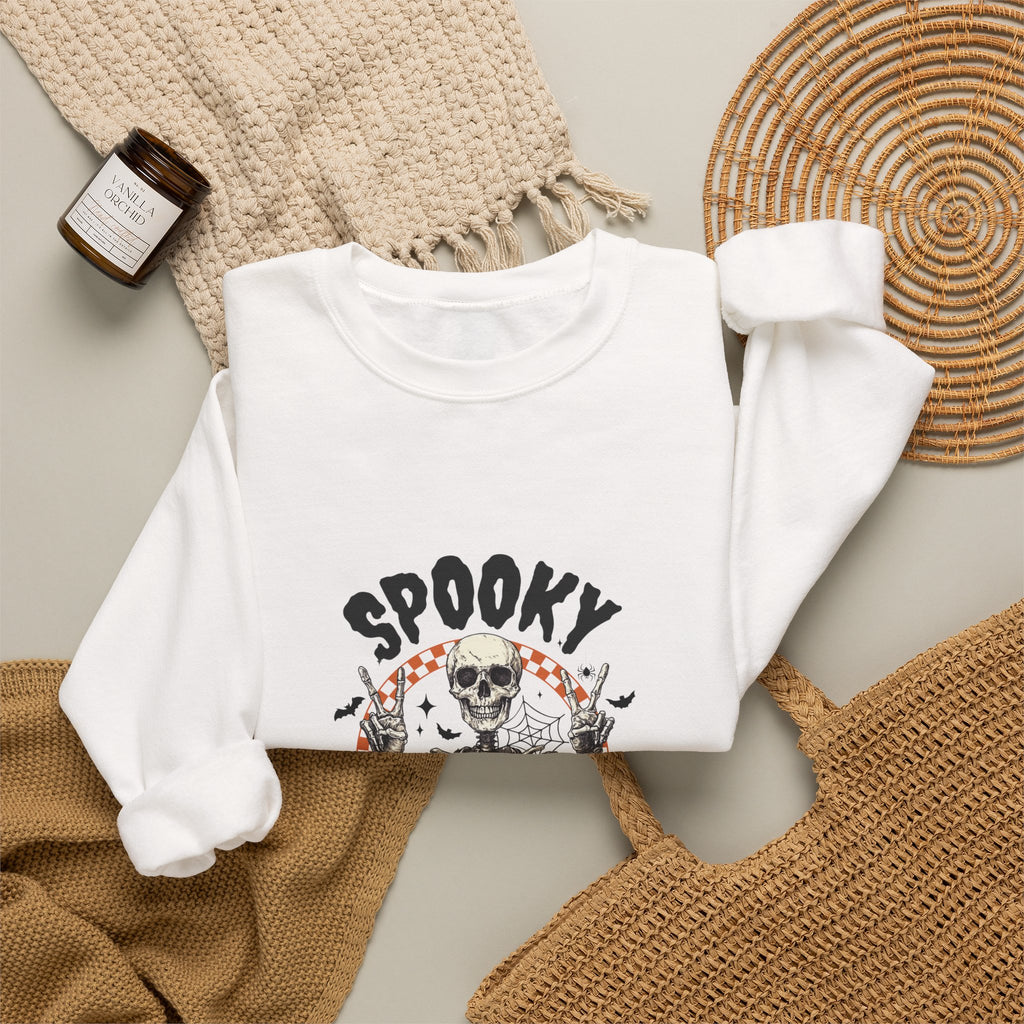 Spooky Season Crewneck Sweatshirt — Skeleton Halloween Pullover