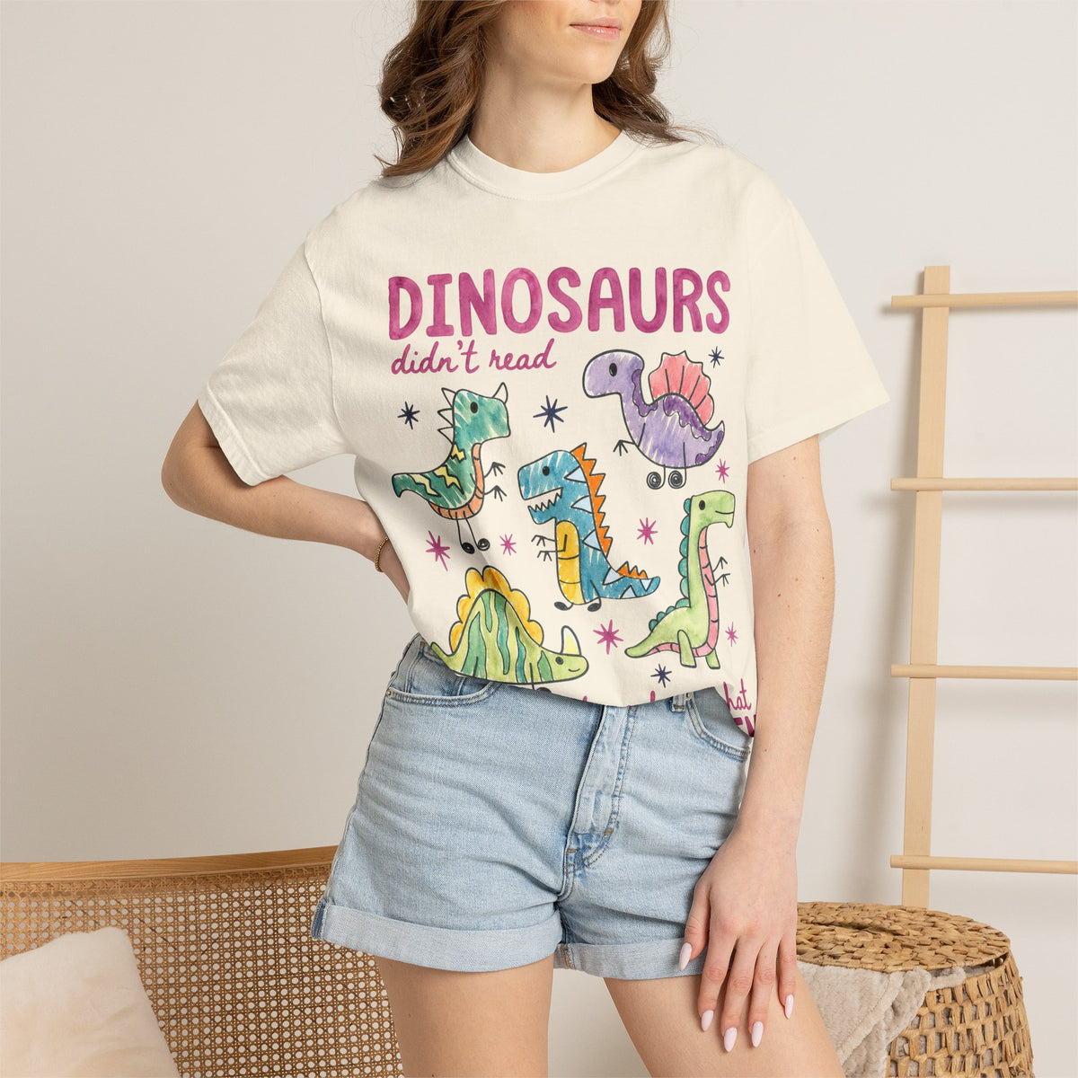 Dinosaurs Didn’t Read T-Shirt — Cute Kids’ Paleontology Graphic Tee