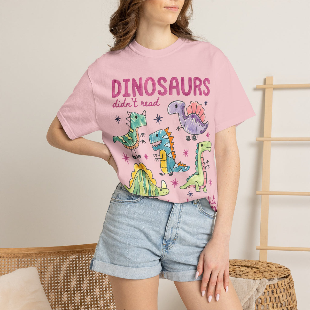Dinosaurs Didn’t Read T-Shirt — Cute Kids’ Paleontology Graphic Tee