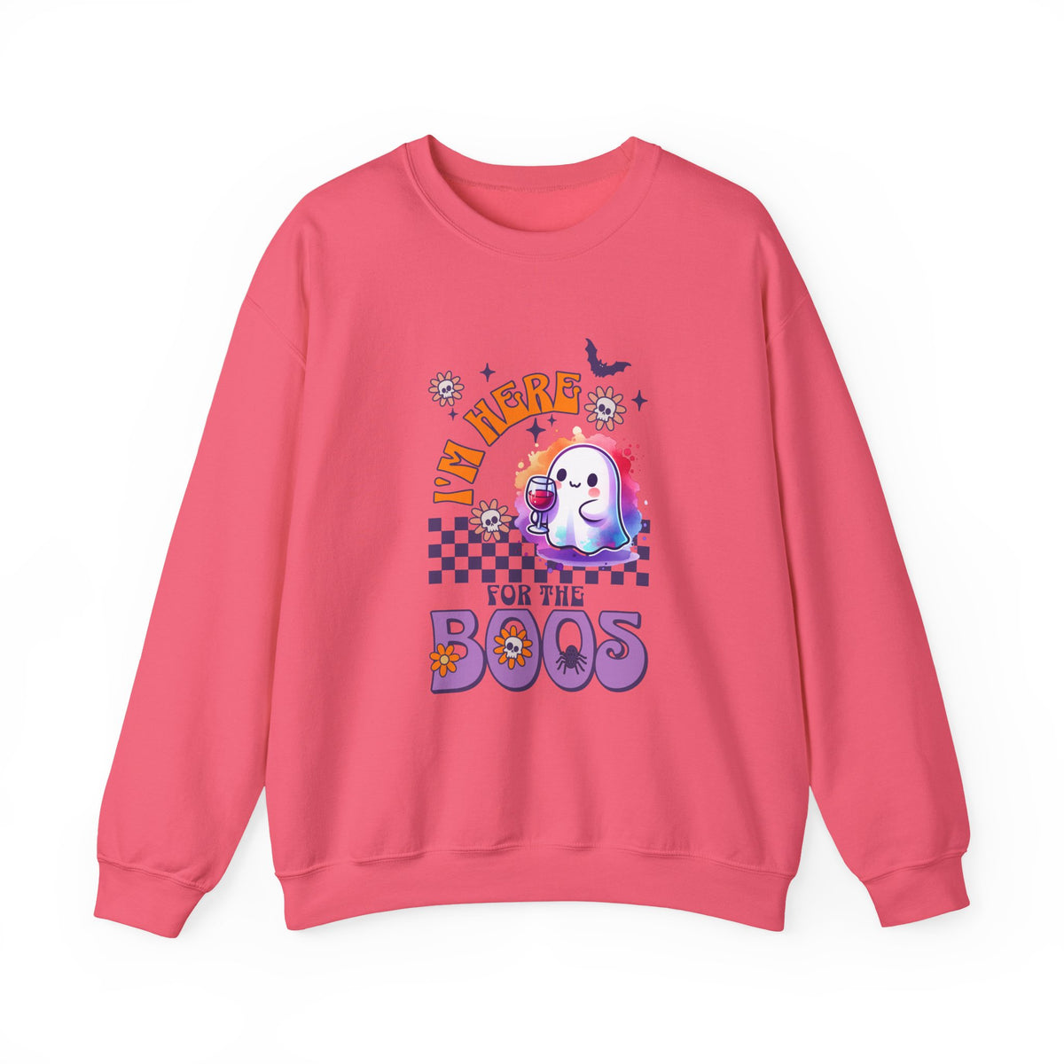 Crewneck Sweatshirt — "I'm Here for the Boos" Cute Ghost Halloween Pullover