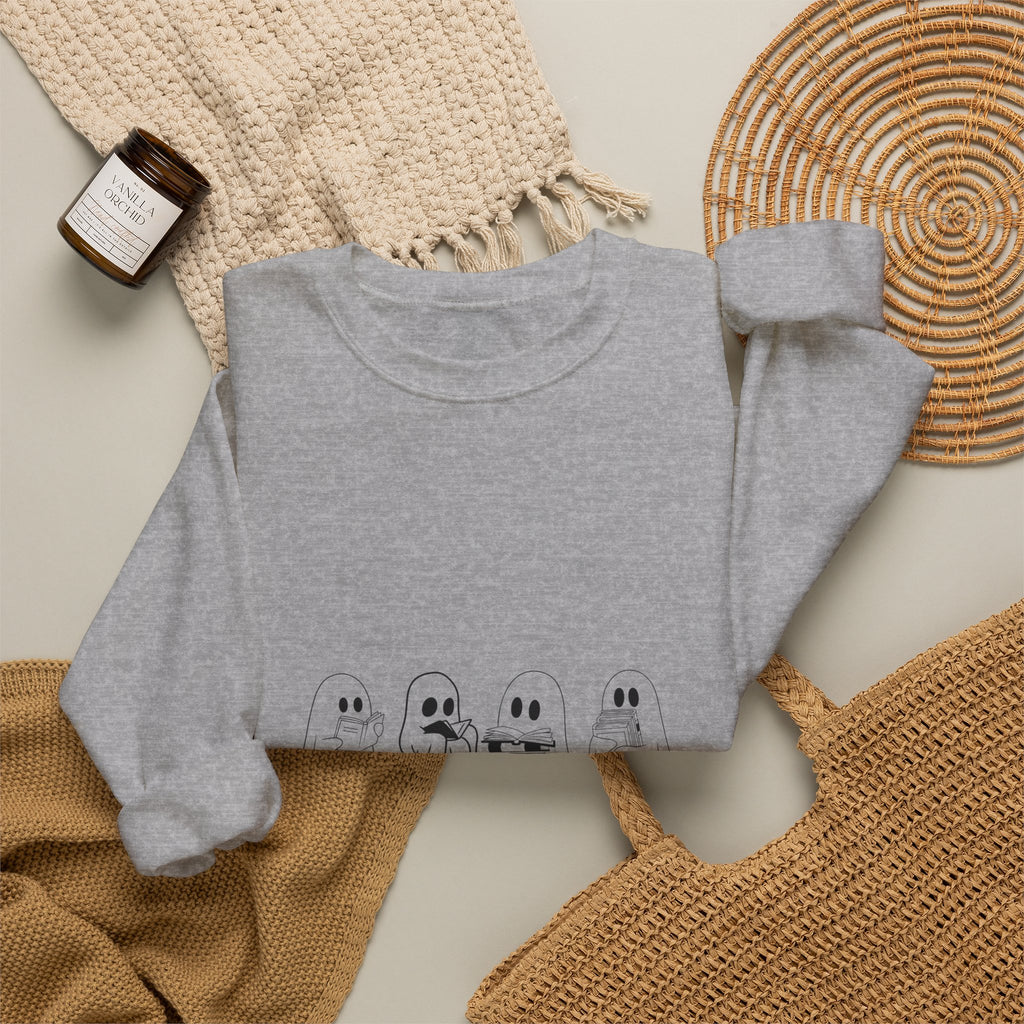 Booookworm Sweatshirt — Cute Ghosts Reading Crewneck for Book Lovers