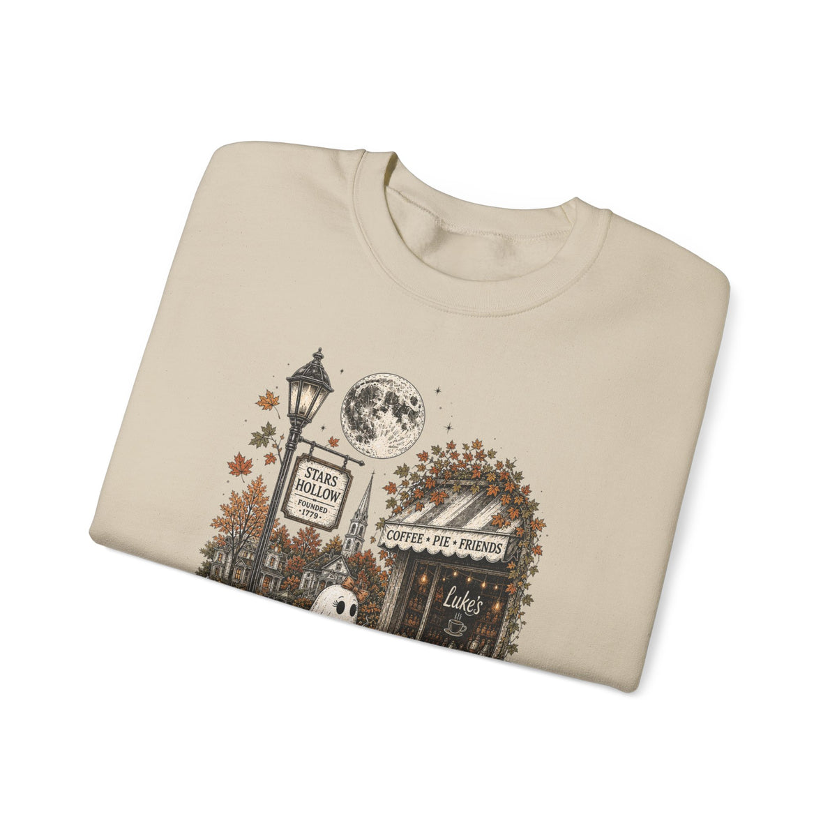 Halloween Ghost Coffee Shop Sweatshirt — Spooky Autumn Pumpkin Crewneck