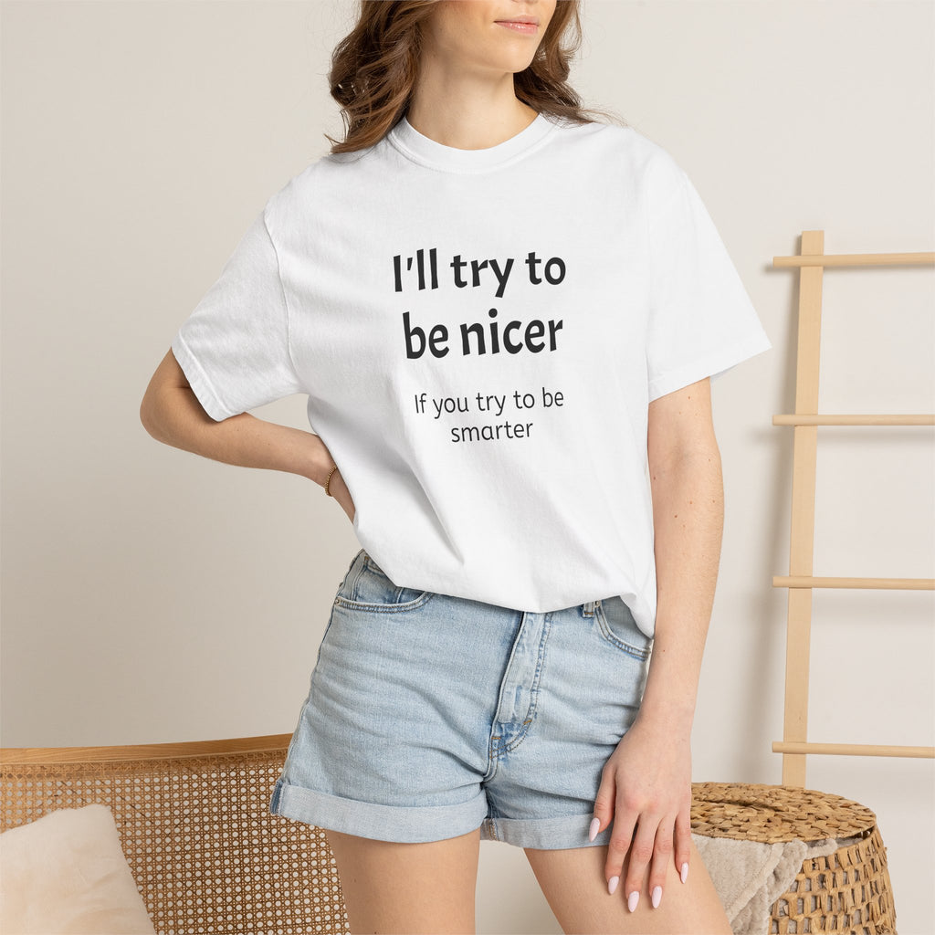 I’ll Try to Be Nicer If You Try to Be Smarter T-Shirt | Funny Sarcastic Shirt