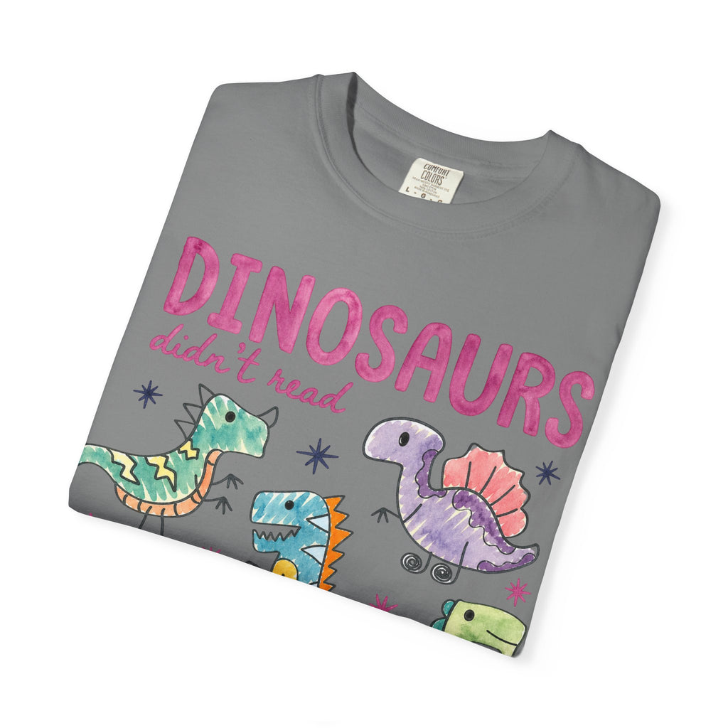 Dinosaurs Didn’t Read T-Shirt — Cute Kids’ Paleontology Graphic Tee