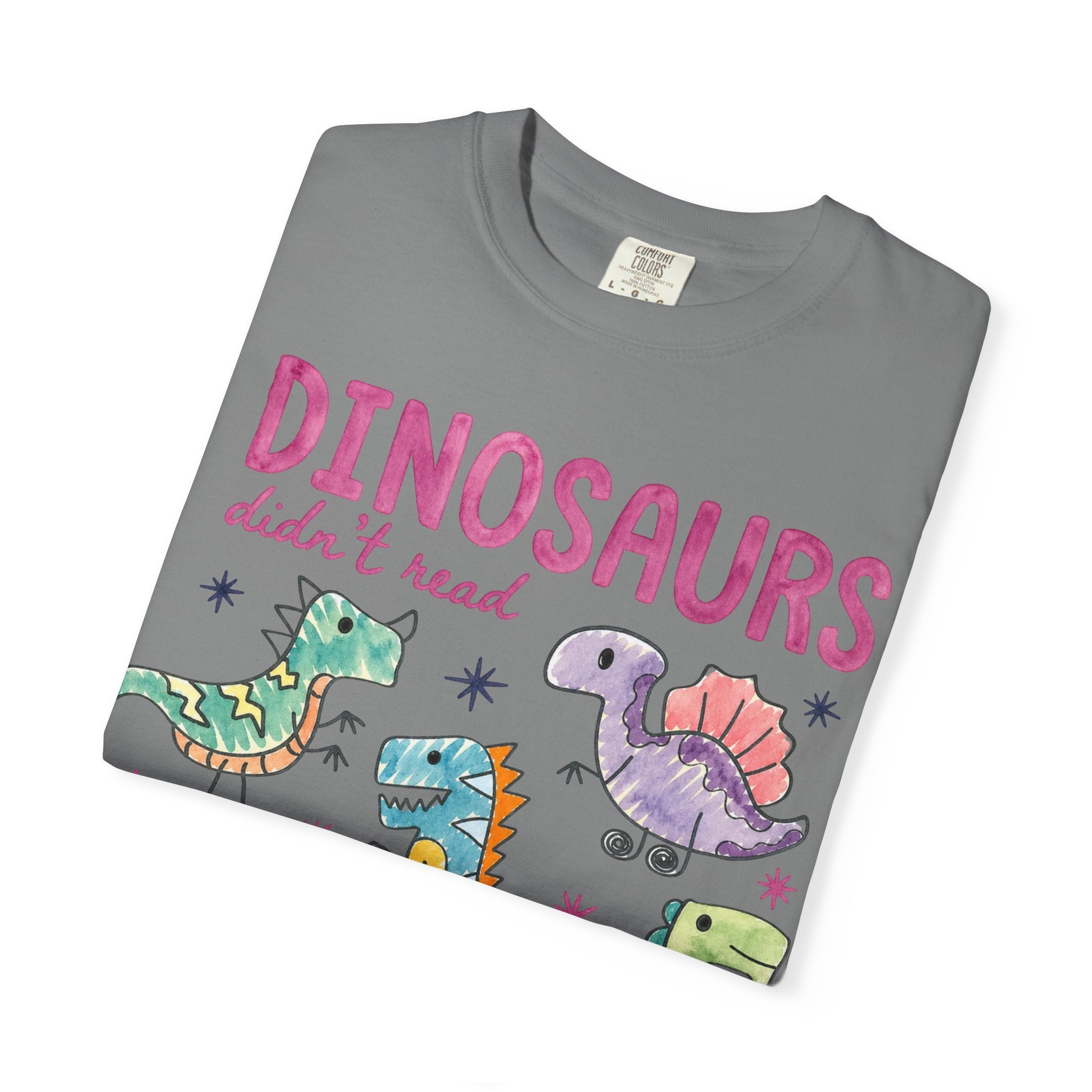 Dinosaurs Didn’t Read T-Shirt — Cute Kids’ Paleontology Graphic Tee