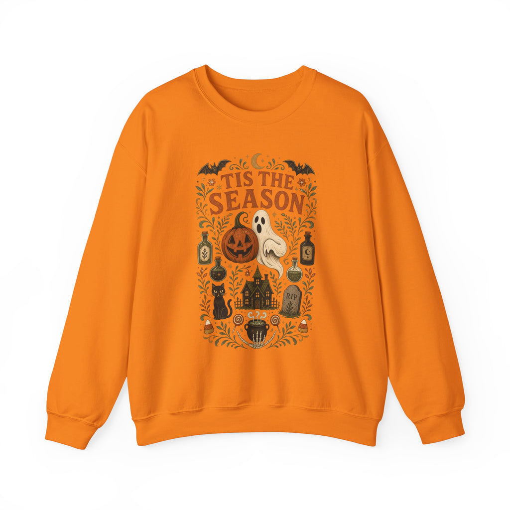 Halloween 'Tis the Season Crewneck Sweatshirt – Cute Spooky Pumpkin & Ghost Fall Sweater