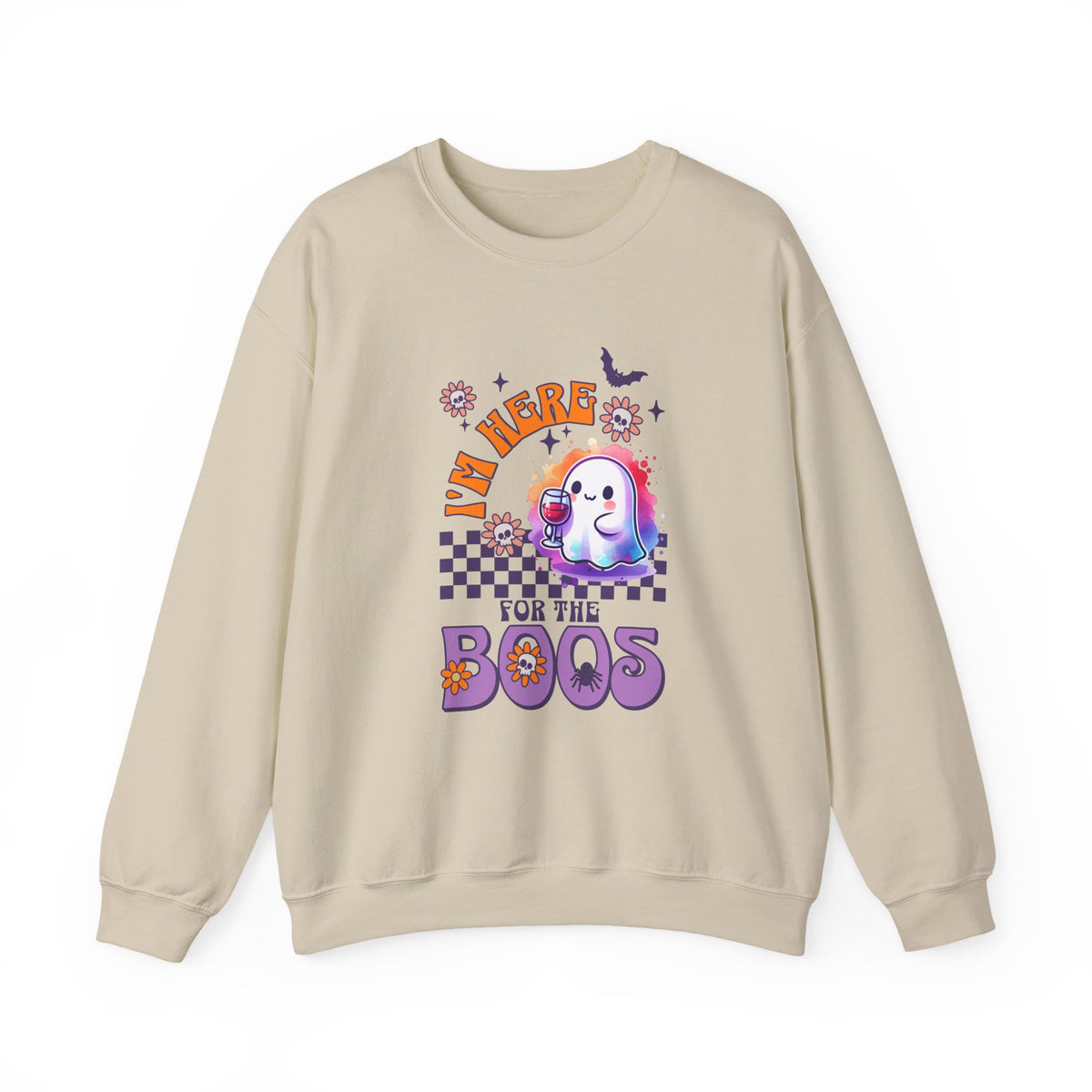 Crewneck Sweatshirt — "I'm Here for the Boos" Cute Ghost Halloween Pullover
