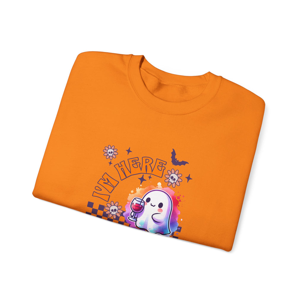 Crewneck Sweatshirt — "I'm Here for the Boos" Cute Ghost Halloween Pullover