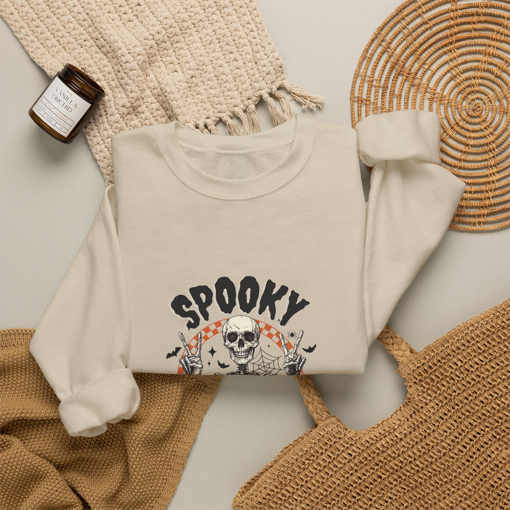 Spooky Season Crewneck Sweatshirt — Skeleton Halloween Pullover