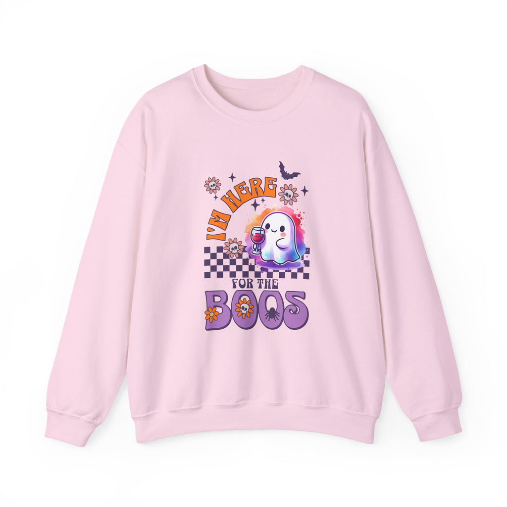 Crewneck Sweatshirt — "I'm Here for the Boos" Cute Ghost Halloween Pullover
