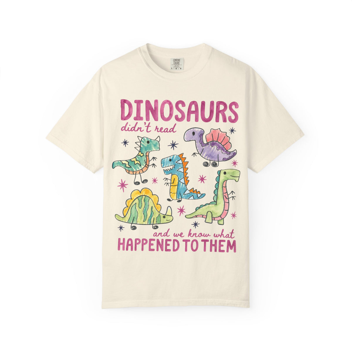 Dinosaurs Didn’t Read T-Shirt — Cute Kids’ Paleontology Graphic Tee