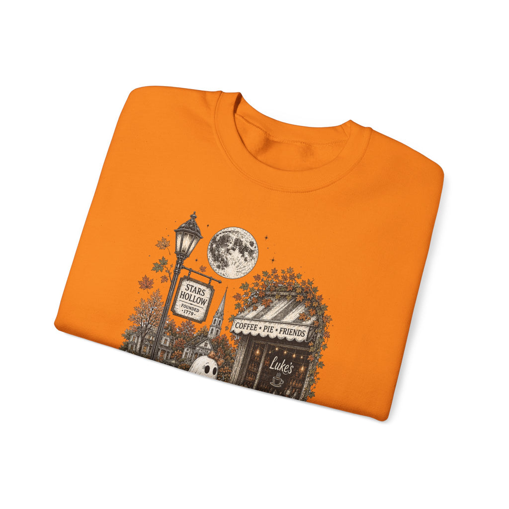 Halloween Ghost Coffee Shop Sweatshirt — Spooky Autumn Pumpkin Crewneck