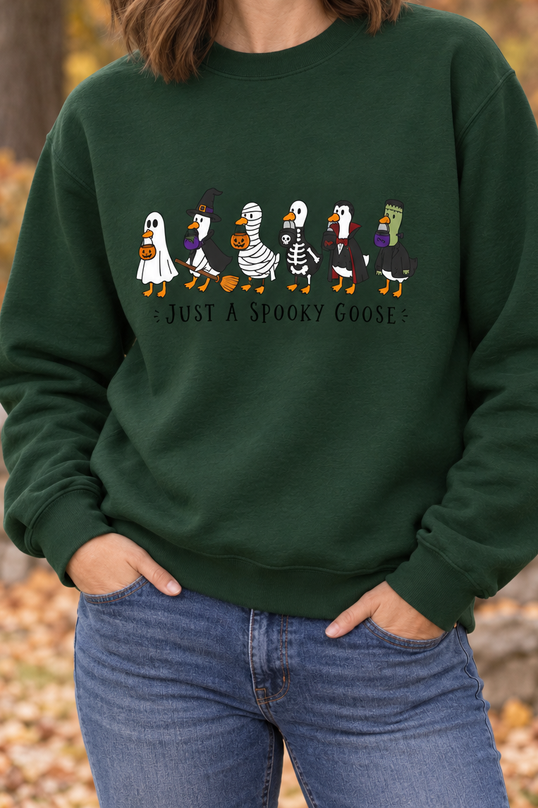 Sweatshirt — "Just a Spooky Goose" Halloween Goose Crewneck